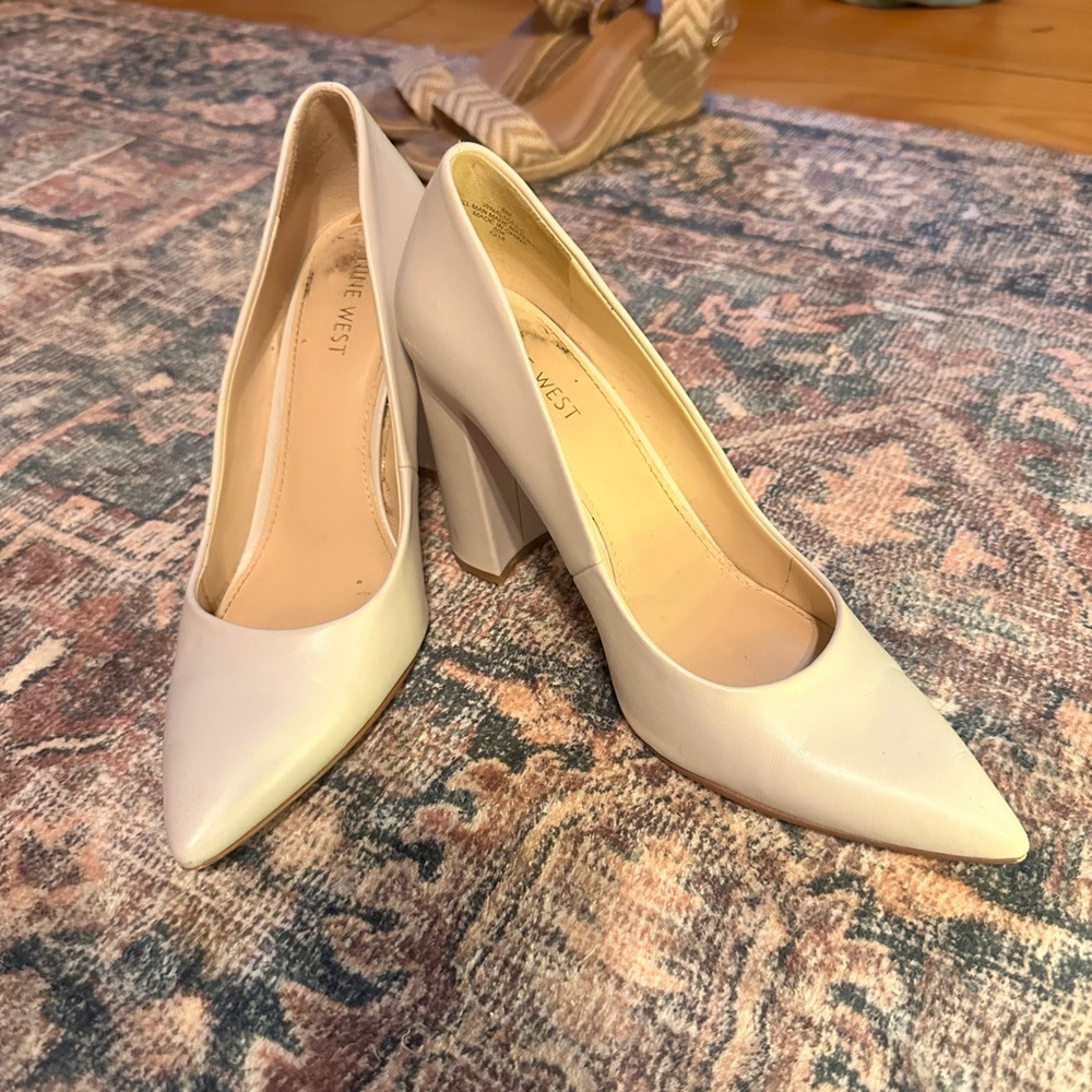 Nine West Ivory Block Heel Pumps